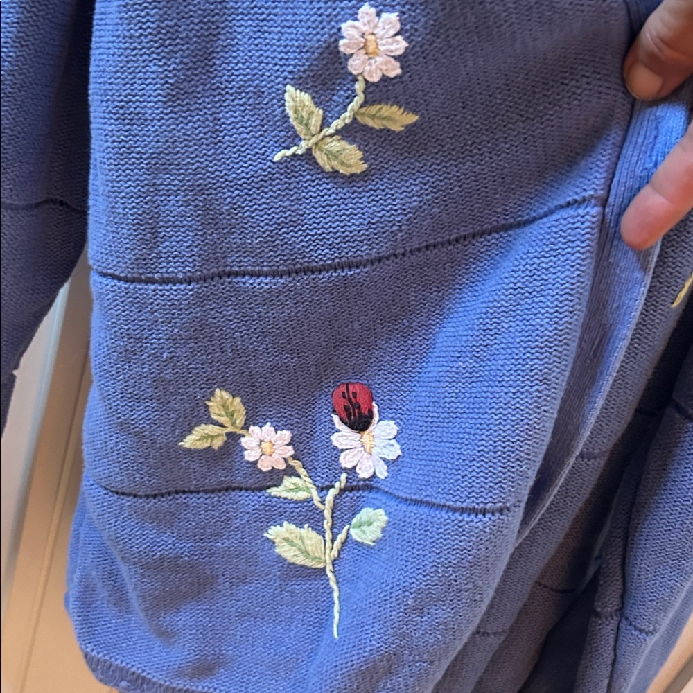 Classic Elements Blue Cardigan Ladybug Daisy Deco… - image 5